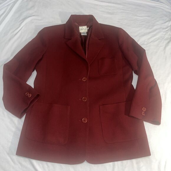 Women’s Faconnable 100% Wool Maroon Coat Sz M Medium W Flaws - Picture 1 of 16